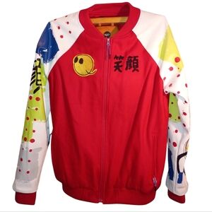 Ron Bass Men Jacket Poly and Wool red, White and Yellow. Size XL Embroidered